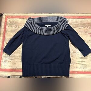 Ann Taylor LOFT cowell neck navy sweater